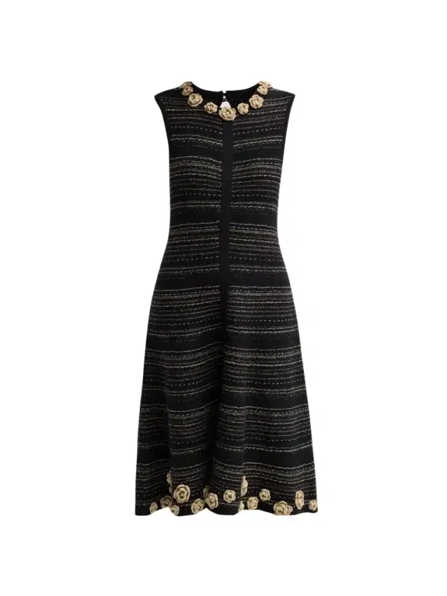 Teri Jon by Rickie Freeman Women's 3D Floral Striped Cotton Midi Dress