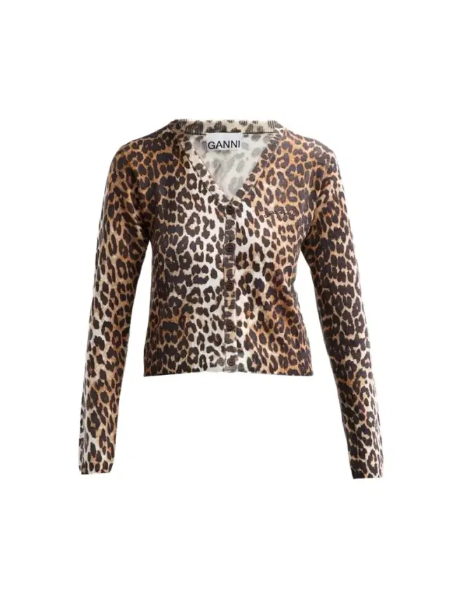 Ganni Women's Leopard-Print Wool Cardigan