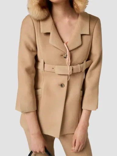 Miu Miu Women's Single-Breasted Double Wool Coat | Thumbnail 3