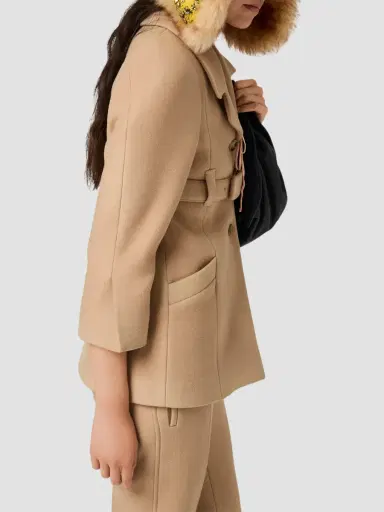 Miu Miu Women's Single-Breasted Double Wool Coat | Thumbnail 4