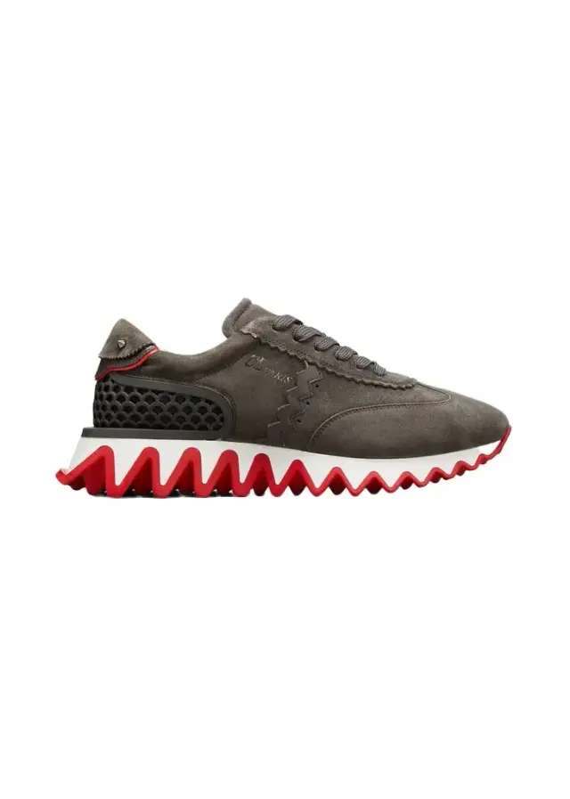 Christian Louboutin Men's Loubishark Flat Mixed-Media Red Sole Sneakers