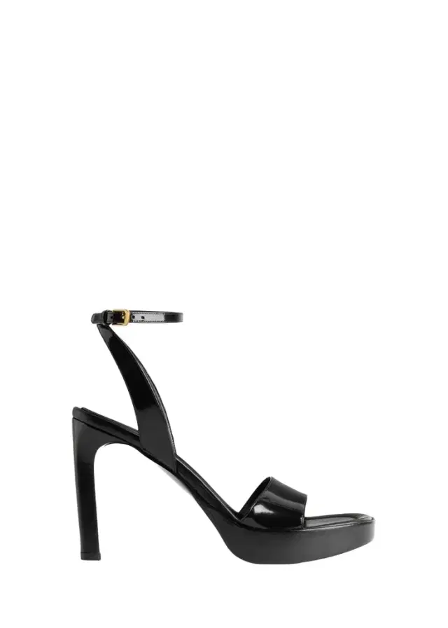 Balenciaga 100mm Fargo Patent Leather Platform Sandals