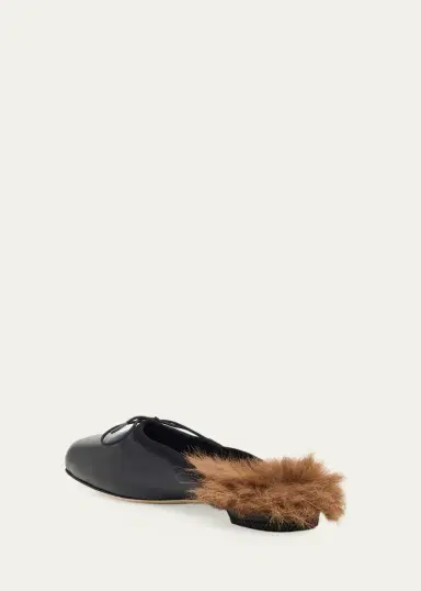 Simone Rocha Faux Fur Lined Leather Ballerina Mules | Thumbnail 2