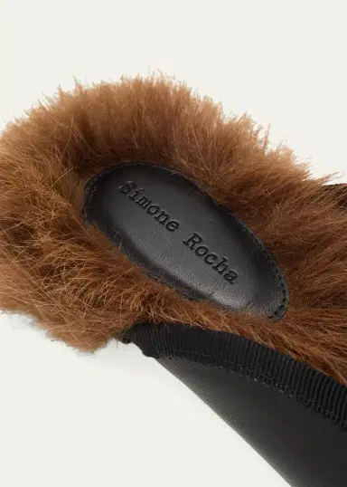 Simone Rocha Faux Fur Lined Leather Ballerina Mules | Thumbnail 3