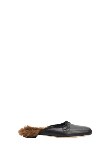 Simone Rocha Faux Fur Lined Leather Ballerina Mules | Thumbnail 1