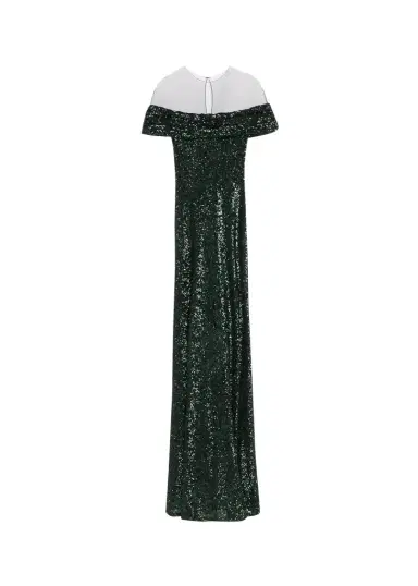 Naeem Khan Off-The-Shoulder Sequined Illusion Gown | Thumbnail 1