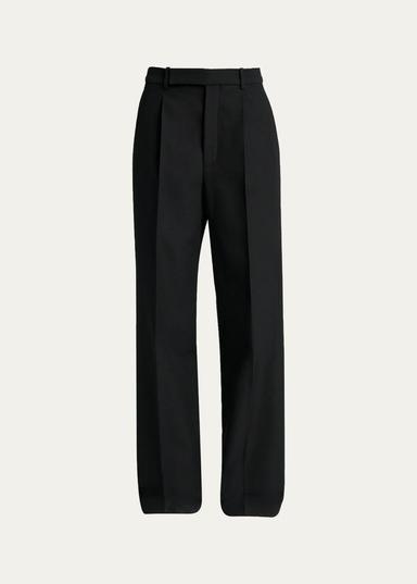 Saint Laurent Wool Grain De Poudre Straight-Leg Trousers | Thumbnail 1