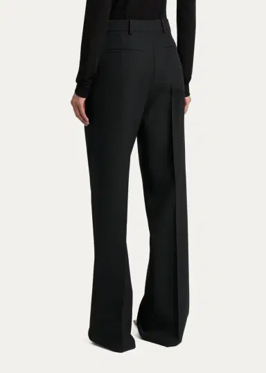 Saint Laurent Wool Grain De Poudre Straight-Leg Trousers | Thumbnail 3