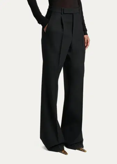 Saint Laurent Wool Grain De Poudre Straight-Leg Trousers | Thumbnail 4