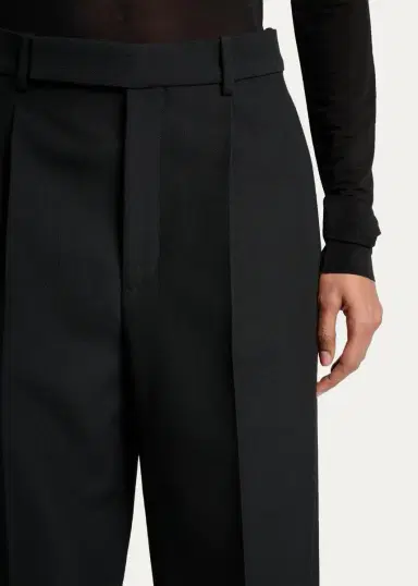 Saint Laurent Wool Grain De Poudre Straight-Leg Trousers | Thumbnail 5