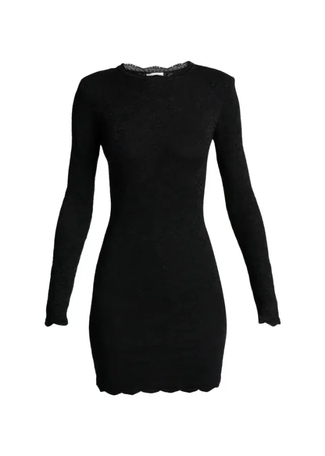 Saint Laurent Floral Lace Knit Long-Sleeve Mini Dress