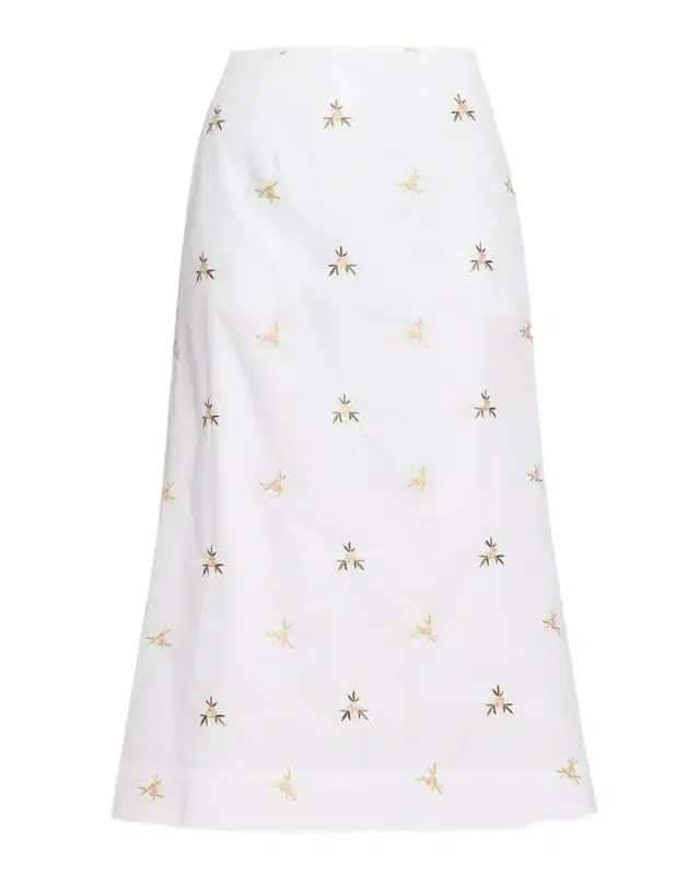 Simone Rocha Ripple Rose Embroidered A-Line Midi Skirt