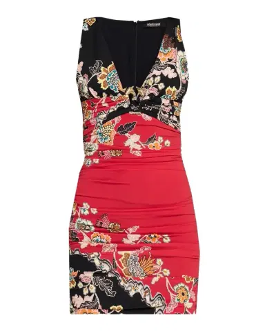 Roberto Cavalli Ruched Sleeveless Floral Mini Dress | Thumbnail 1