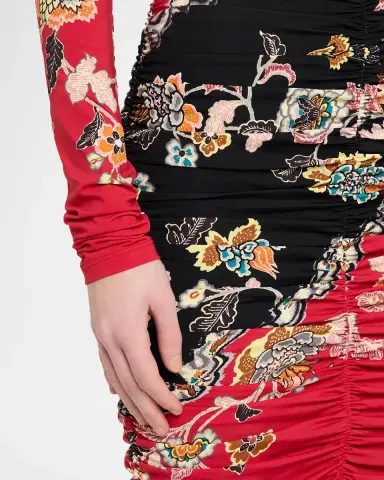 Roberto Cavalli Ruched Open-Back Long-Sleeve Midi Dress | Thumbnail 5