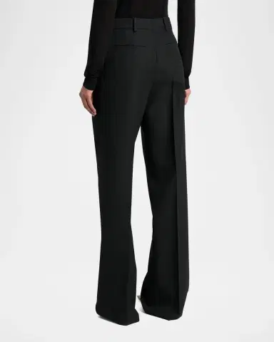 Saint Laurent Wool Grain De Poudre Straight-Leg Trousers | Thumbnail 3