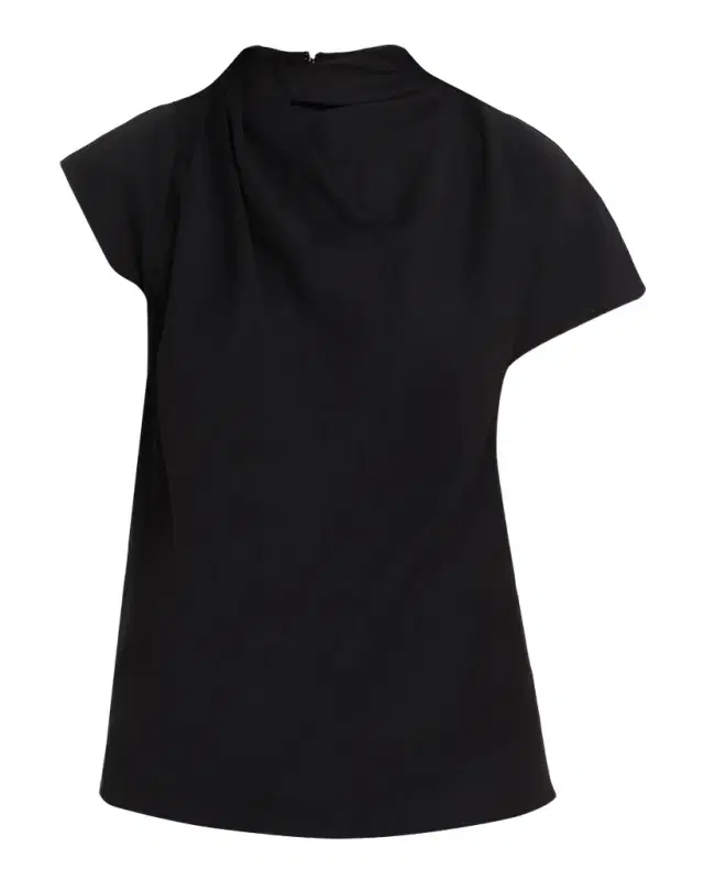 Staud Davina Asymmetric Draped High-Neck Top