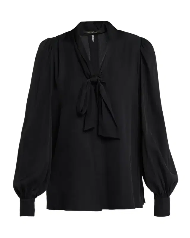 Selena Stretch-Silk Tieneck Blouse