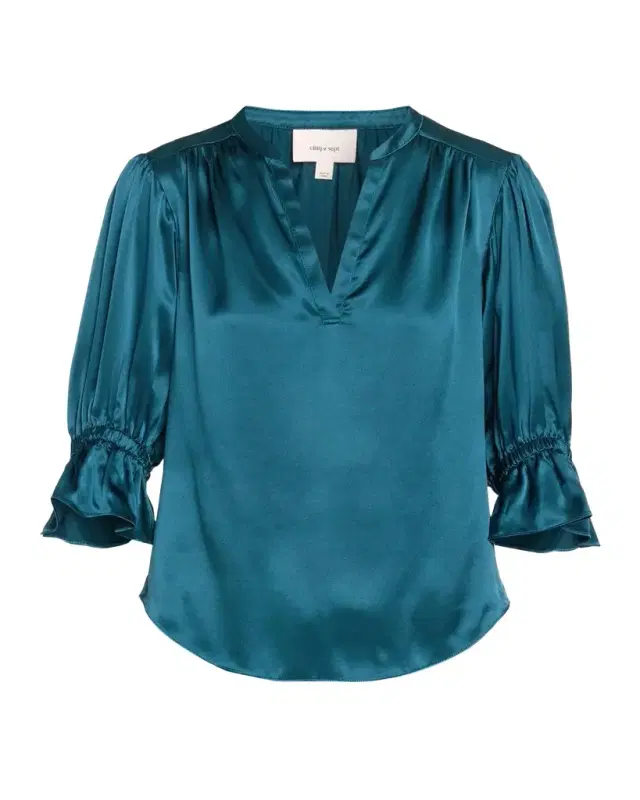 Cinq à Sept Fiona Silk Split-Neck Top