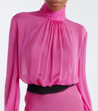 Roberto Cavalli Belted ruffled sheer silk gown | Thumbnail 2