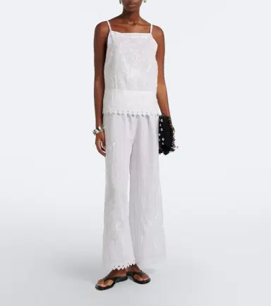Eres Albatre embroidered linen wide-leg pants | Thumbnail 2