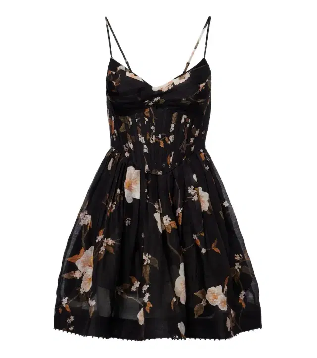 Ascent floral linen and silk corset dress