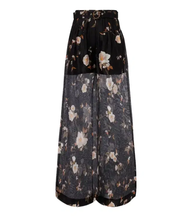 Ascent floral linen and silk wide-leg pants