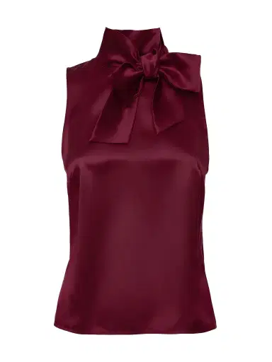 Loretta Caponi Diaspro Satin Tie-Neck Top | Thumbnail 1