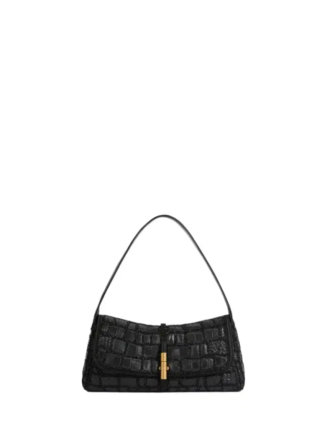 BALMAIN METROPOLIS bag in crocodile-effect leather with embroidery