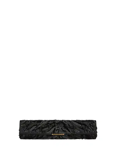 Balmain LONG CLUTCH bag in embroidered satin | Thumbnail 1