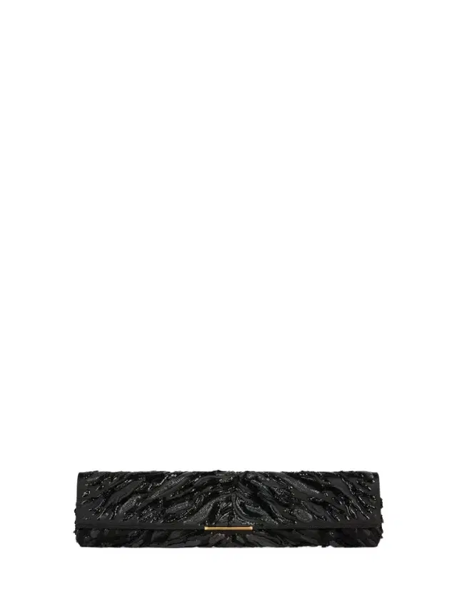 LONG CLUTCH bag in embroidered satin