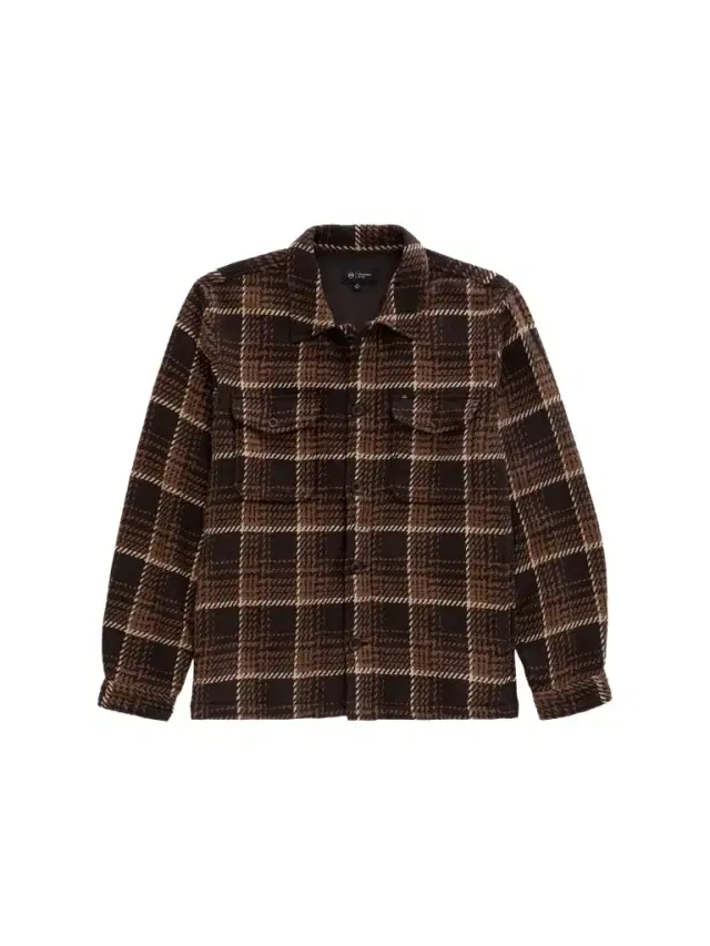 AG Jeans Men's Grant Houndstooth Plaid Heavyweight Overshirt