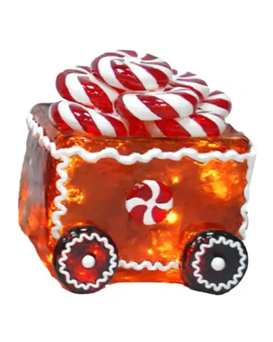 Barcana Illuminated Gingerbread Peppermint Candy Freight Car Indoor/Outdoor Christmas Decoration | Thumbnail 1