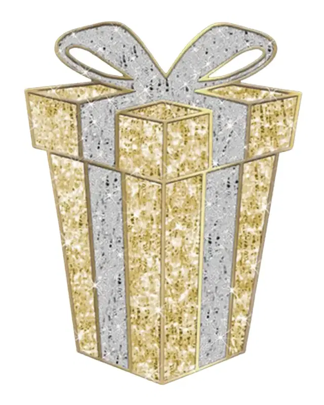 Barcana 2D Gift Box Outdoor Decoration with LED Lights, 36"
