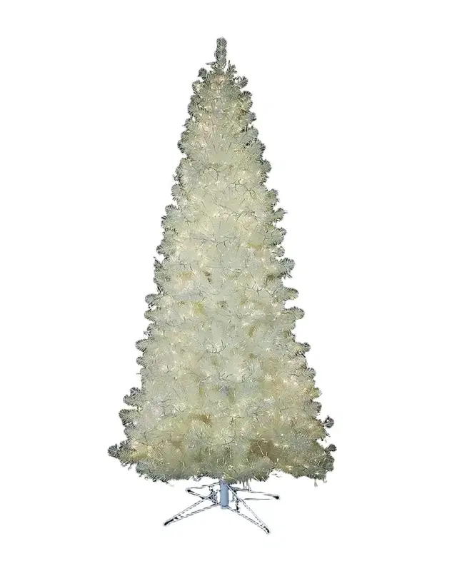 Barcana 7.5 ' White Iridescent Pre-Lit Christmas Tree with 8 Light Functions