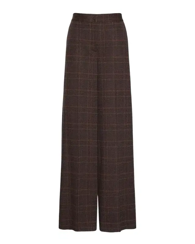 Check Wool Wide-Leg Pants