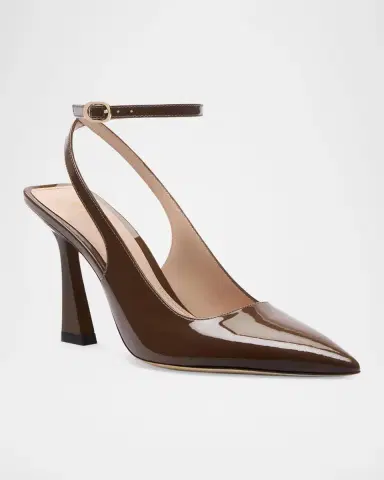 Stuart Weitzman 85mm Vinnie Patent Leather Ankle-Strap Pumps | Thumbnail 2