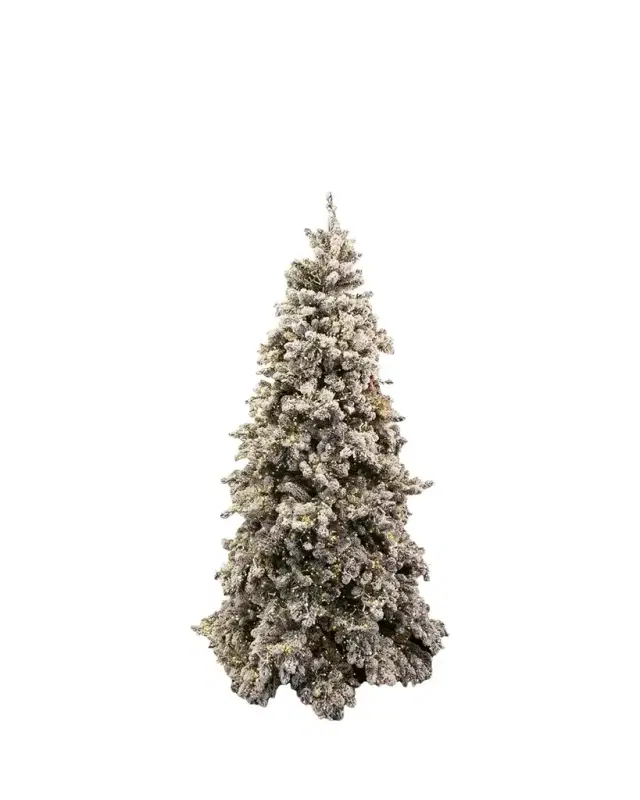 Barcana Snowy Royal Majestic Pine Pre-Lit Christmas Tree w/ Cluster Warm White LED Lights, 7.5'