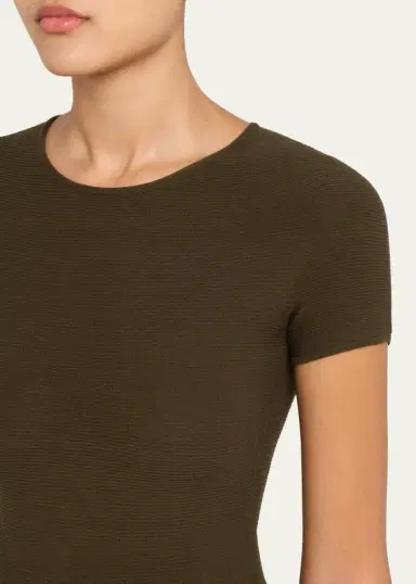 Giorgio Armani Ottoman Knit Fitted Short-Sleeve T-Shirt | Thumbnail 5