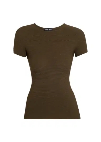 Giorgio Armani Ottoman Knit Fitted Short-Sleeve T-Shirt | Thumbnail 1