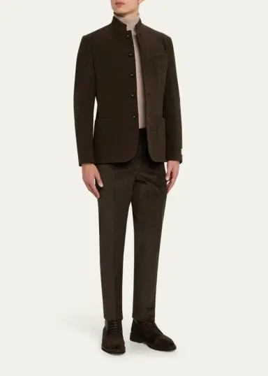 Cesare Attolini Men's Slim Corduroy Flat-Front Pants | Thumbnail 2