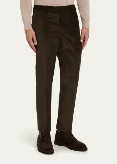 Cesare Attolini Men's Slim Corduroy Flat-Front Pants | Thumbnail 4