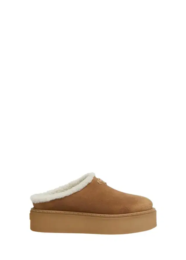 Prada Suede Shearling Cozy Platform Mules