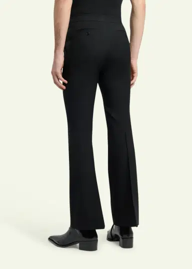 Alexander McQueen Men's Wool Slim Flare Flat-Front Trousers | Thumbnail 3
