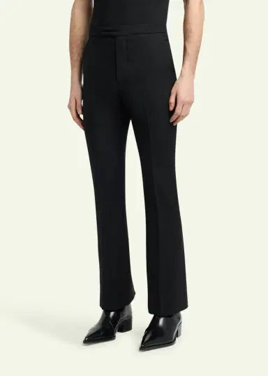 Alexander McQueen Men's Wool Slim Flare Flat-Front Trousers | Thumbnail 4