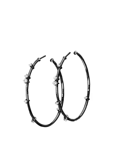 MATTIA CIELO 18K Black Gold and Titanium Diamond Hoop Earrings | Thumbnail 2