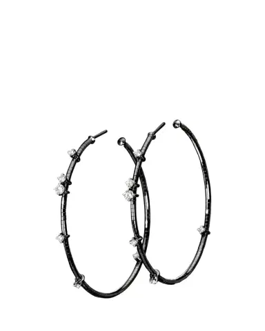 MATTIA CIELO 18K Black Gold and Titanium Diamond Hoop Earrings | Thumbnail 1