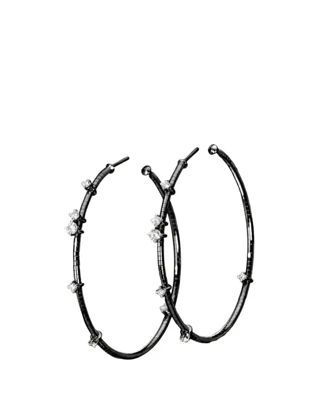 MATTIA CIELO 18K Black Gold and Titanium Diamond Hoop Earrings