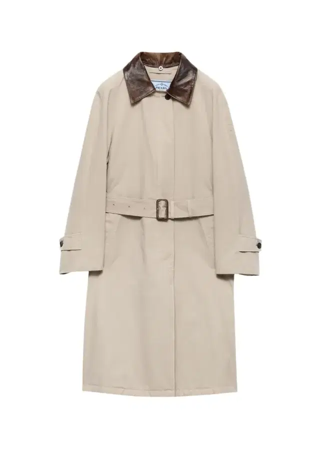 Prada Leather-Trim Cotton Trench Coat