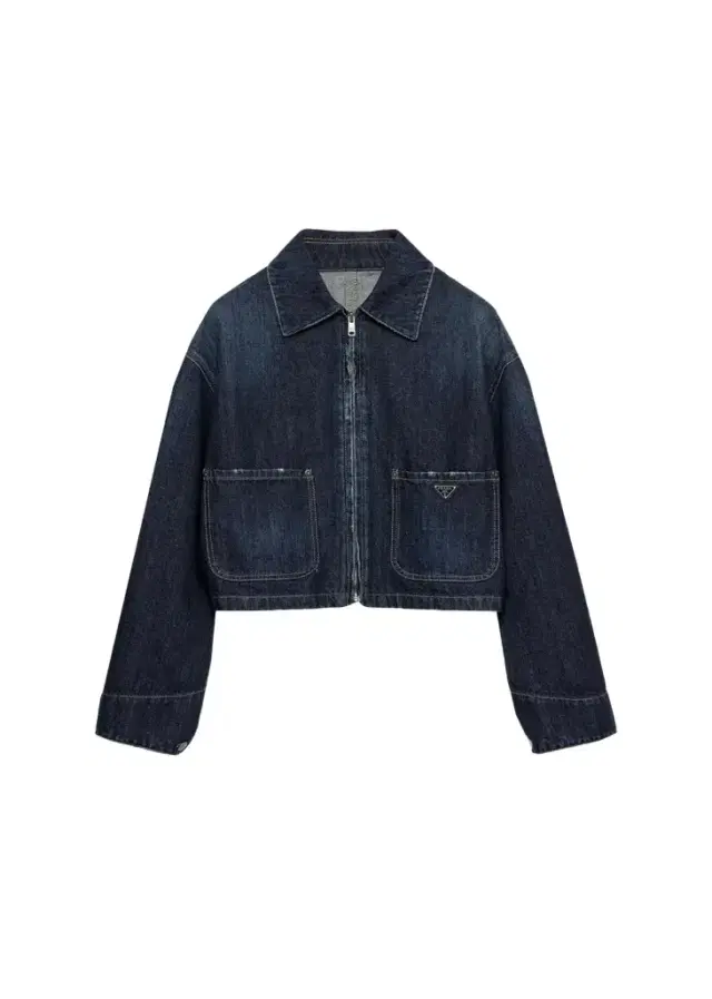 Prada Drop-Shoulder Denim Crop Jacket