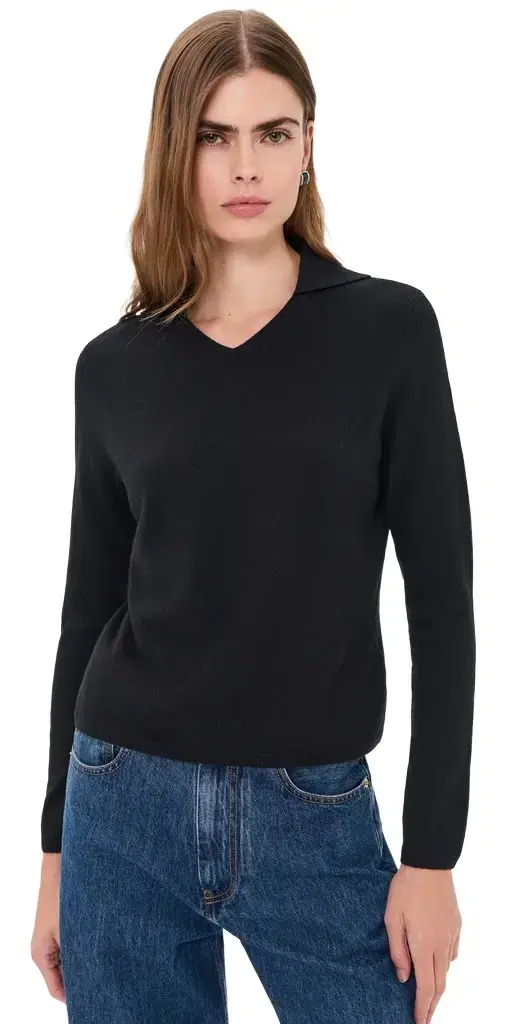Vince High V Neck Polo